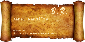 Baksi Renáta névjegykártya